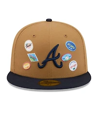 New Era Men's Tan Atlanta Braves Fruit Sticker 59FIFTY Fitted Hat