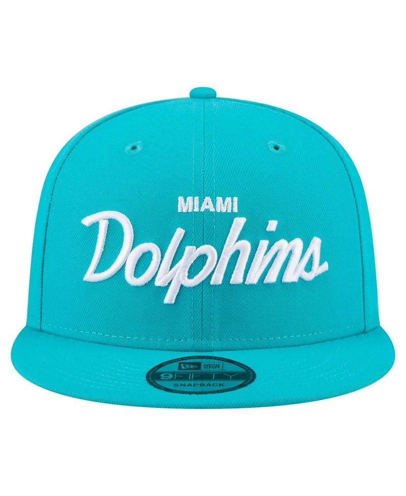 New Era Men's Aqua Miami Dolphins Core Team Script 9FIFTY Snapback Hat