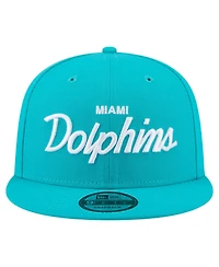 New Era Men's Aqua Miami Dolphins Core Team Script 9FIFTY Snapback Hat