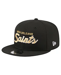 New Era Men's Black New Orleans Saints Core Team Script 9FIFTY Snapback Hat