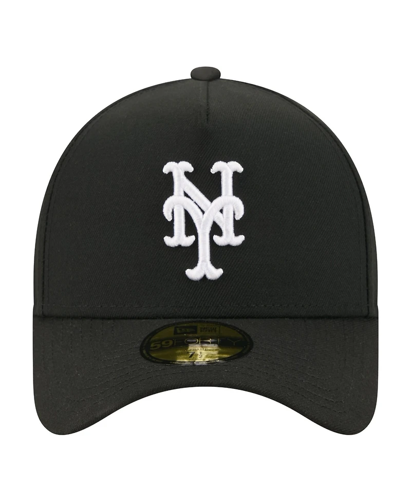 New Era Men's Black York Mets A-Frame 59FORTY Fitted Hat