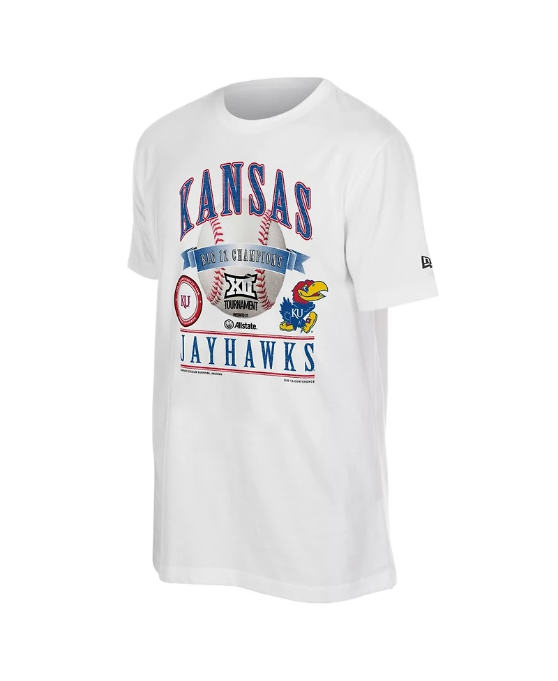 New Era Men's White Kansas Jayhawks 2026 Big 12 Baseball Tournament Champions Locker Room T-Shirt