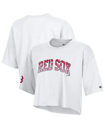 Champion Women's Boston Red Sox Cropped Boyfriend T-Shirt