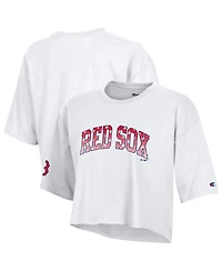 Champion Women's Boston Red Sox Cropped Boyfriend T-Shirt