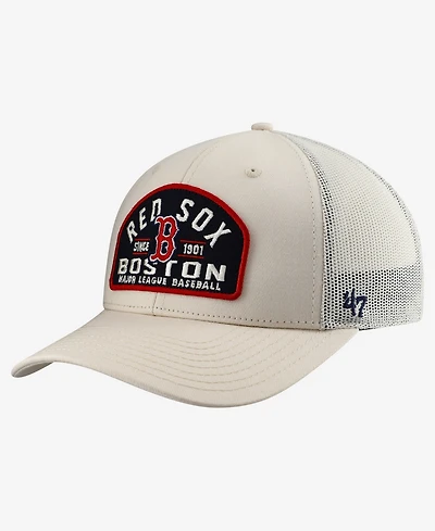 47 Brand Men's Cream Boston Red Sox Leland Adjustable Trucker Hat