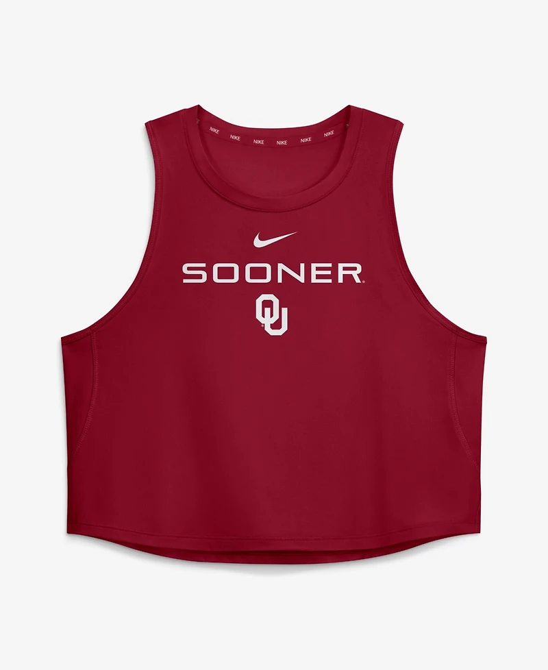 Nike Women's Oklahoma Sooners One Slim-Fit Cropped Tank Top