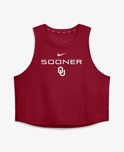 Nike Women's Oklahoma Sooners One Slim-Fit Cropped Tank Top