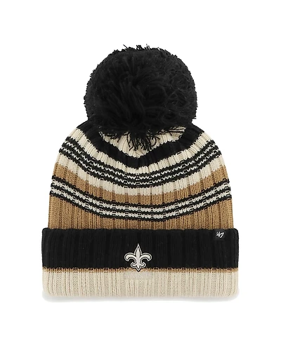 '47 Brand Women's Natural New Orleans Saints Barista Cuffed Knit Pom Hat