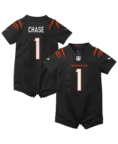 Nike Baby Boys and Girls Ja'Marr Chase Black Cincinnati Bengals Romper Game Jersey