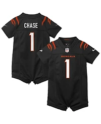 Nike Baby Boys and Girls Ja'Marr Chase Black Cincinnati Bengals Romper Game Jersey