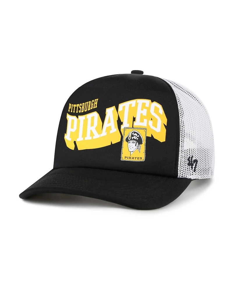 47 Brand Men's Black Pittsburgh Pirates Meander Foam Trucker Snapback Hat