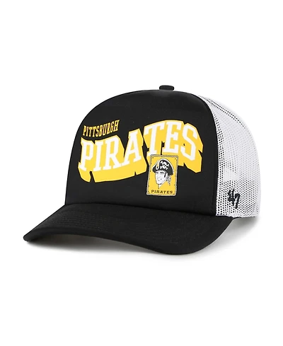 47 Brand Men's Black Pittsburgh Pirates Meander Foam Trucker Snapback Hat