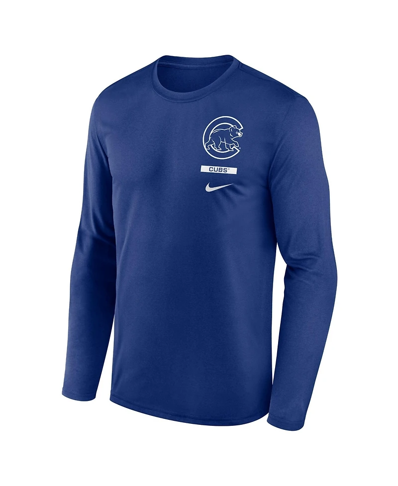 Nike Men's Royal Chicago Cubs 2-Hit Legend Dri-fit Long Sleeve T-Shirt