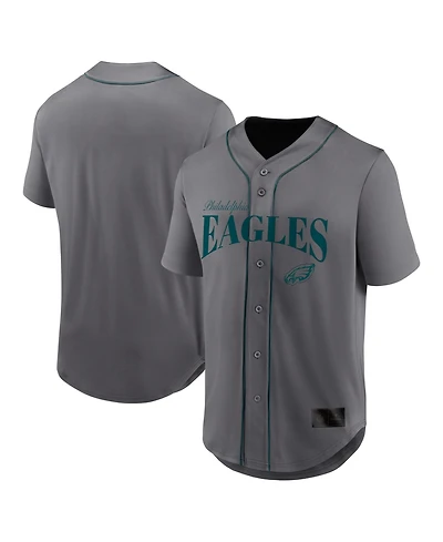 Fanatics Men's Gray Philadelphia Eagles After Hours Button-Up Baseball Top