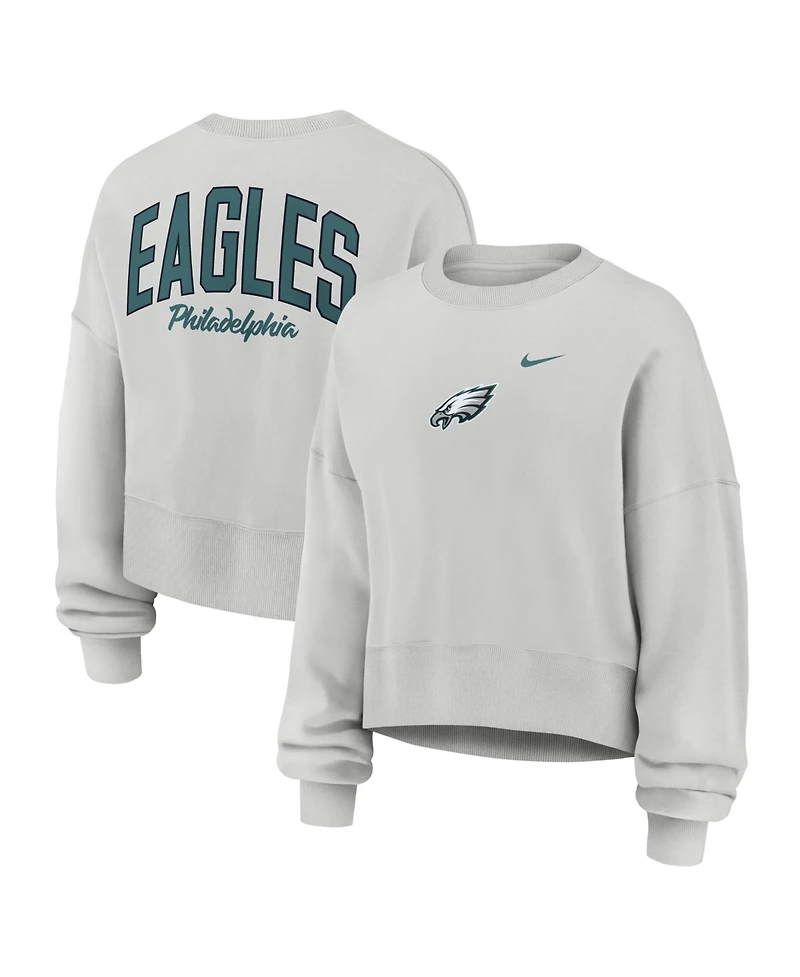 Nike Women's Gray Philadelphia Eagles Oversized Primetime Phoenix Fleece Sweatshirt