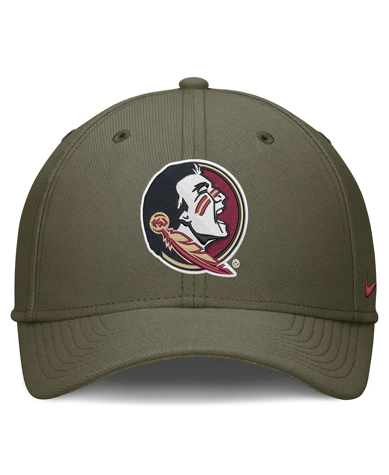 Nike Men's Olive Florida State Seminoles Primetime SwooshFlex Dri-fit Hat