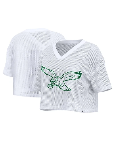 Fanatics Women's Philadelphia Eagles Oversized Mesh Cropped V-Neck Jersey