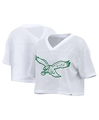 Fanatics Women's Philadelphia Eagles Oversized Mesh Cropped V-Neck Jersey