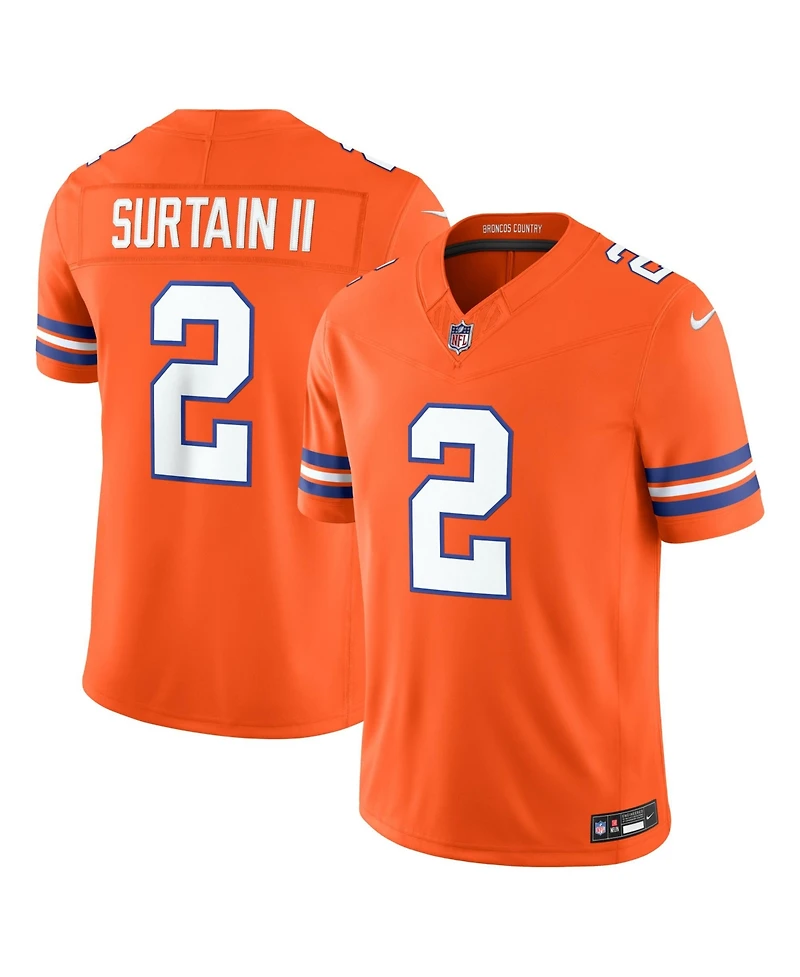 Nike Men's Pat Surtain Ii Orange Denver Broncos Alternate Mile High Collection 1977 Throwback Vapor F.u.s.e. Stitched Limited Jersey