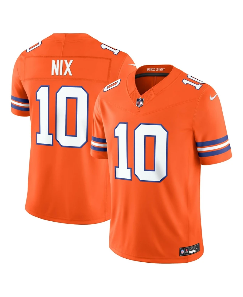 Nike Men's Bo Nix Orange Denver Broncos Alternate Mile High Collection 1977 Throwback Vapor F.u.s.e. Stitched Limited Jersey