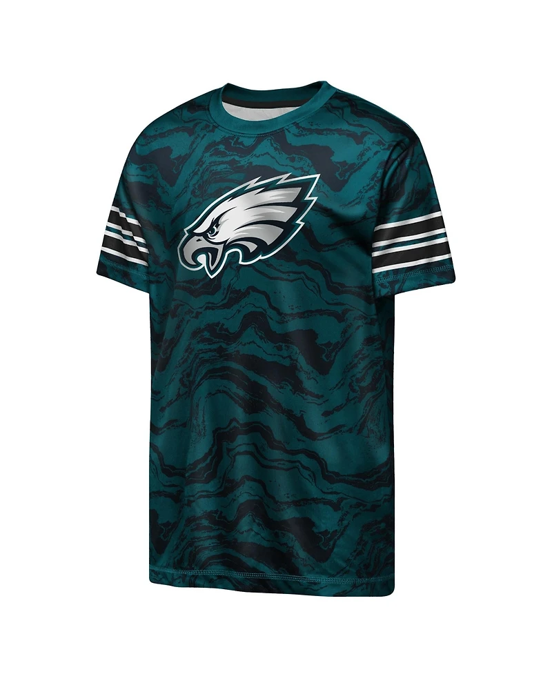 Outerstuff Big Boys and Girls Midnight Green Philadelphia Eagles Slant Route Performance T-Shirt