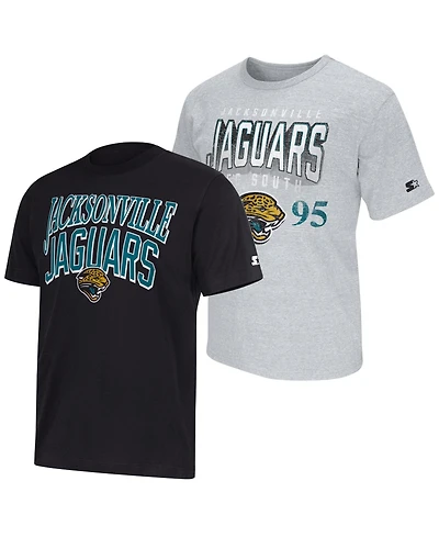 Starter Men's Black/Heather Gray Jacksonville Jaguars Two-Pack Throwback Logo T-Shirt Set