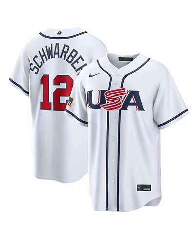 Nike Men's Kyle Schwarber White Usa Baseball 2026 World Baseball Classic Home Stadium Jersey