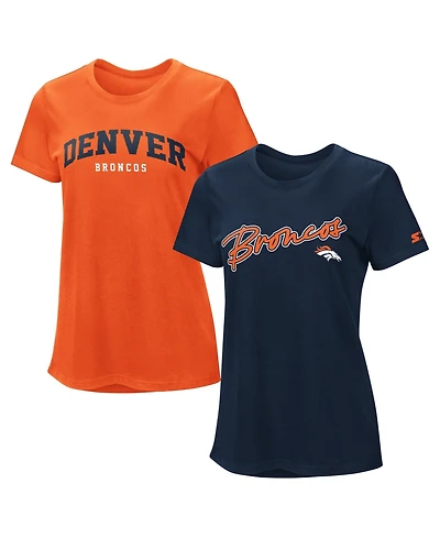 Starter Women's Denver Broncos Screen Print Graphics Crewneck, 2-Pack T-Shirts