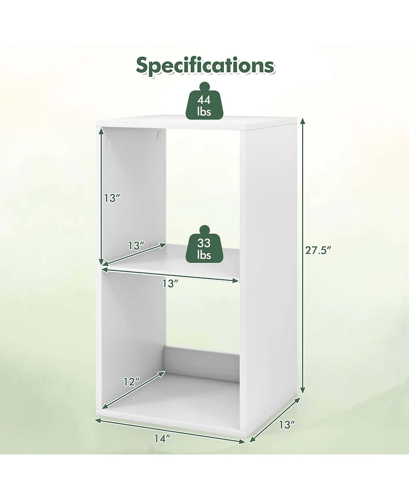 Costway 2-Cube Bookcase Open Back Bookshelf with Anti-tip Kit Modern Style Organizer