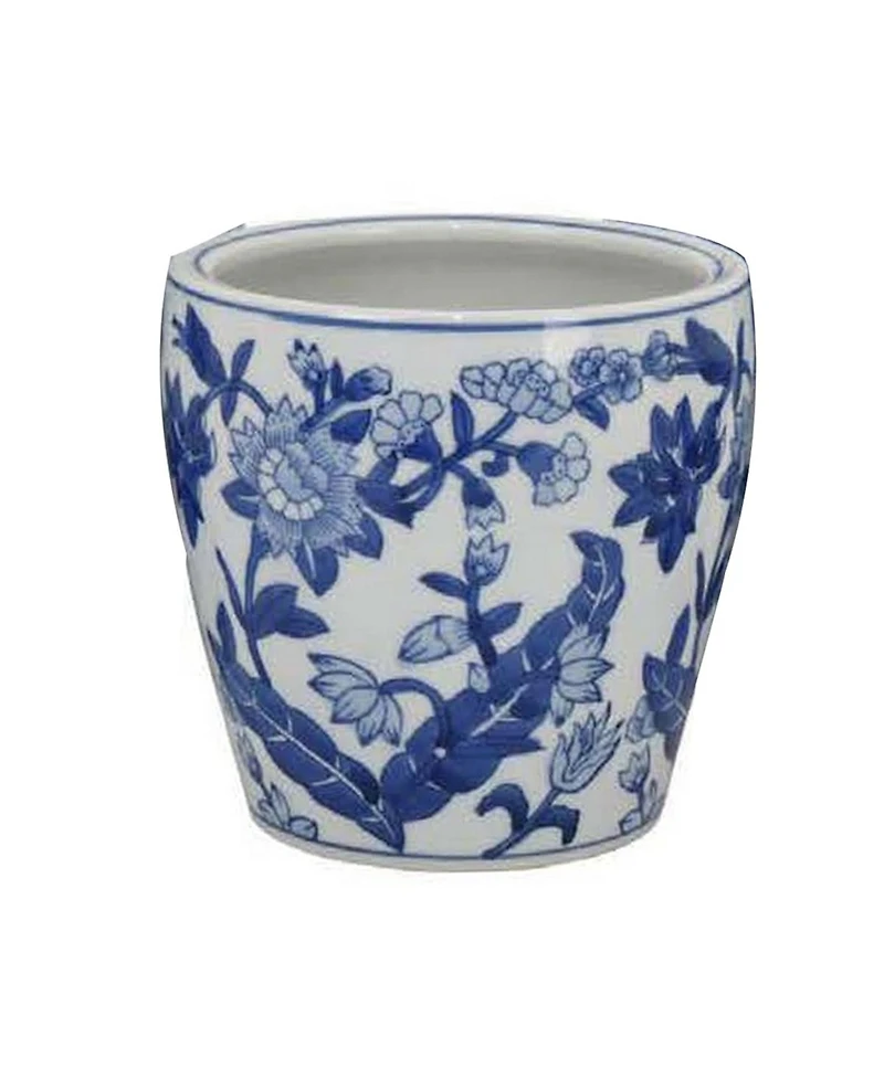 Yobtop Ceramic Planter Pot Set of 4 - Floral Pottery, Indoor and Outdoor Flower Pots, Varied Sizes for Diverse Plants, 4 Pieces