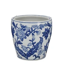 Yobtop Ceramic Planter Pot Set of 4 - Floral Pottery, Indoor and Outdoor Flower Pots, Varied Sizes for Diverse Plants, 4 Pieces