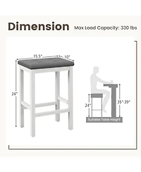Gouun Set of 2 Button-Tufted Counter-Height Bar Stools with Footrest