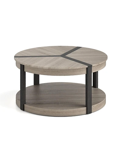 Gouun 34.5-Inch Rubber Wood 2-Tier Round Center Table