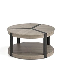 Gouun 34.5-Inch Rubber Wood 2-Tier Round Center Table