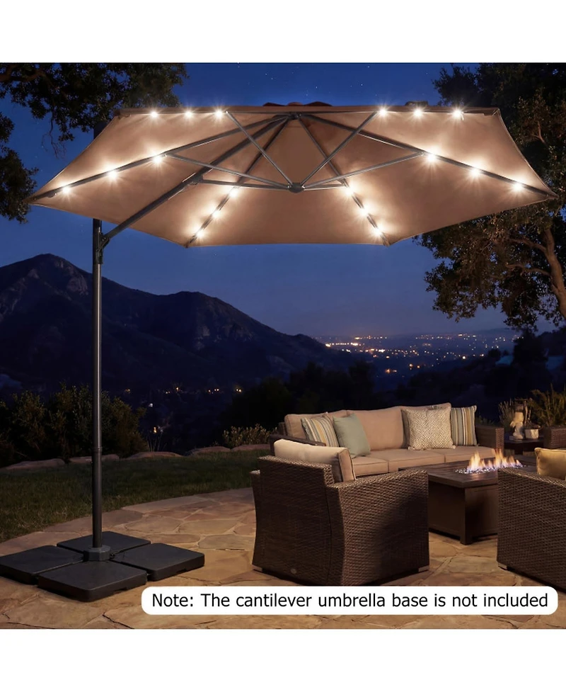 Gouun 10 Feet Cantilever Patio Umbrella with Solar Led Lights