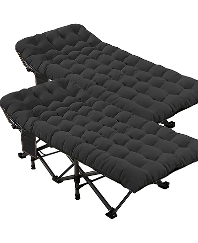 Aboron 2-Pack Folding Camping Cot with Mat: 78"x32". Heavy Duty 1200D Oxford Outdoor Bed for Adults Carry Bag. Portable Travel