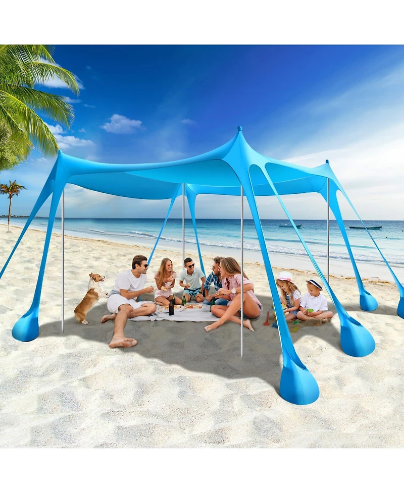 Aofar Beach Tent Shade Sun Shelter Sandbags Poles 10 X 10 Feet