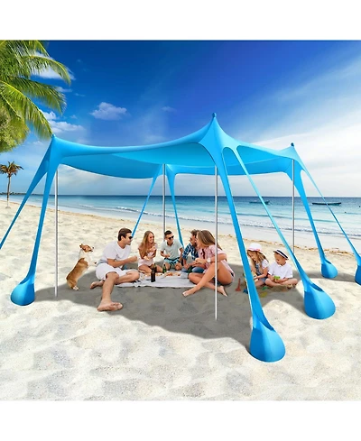 Aofar Beach Tent Shade Sun Shelter Sandbags Poles 10 X 10 Feet