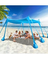 Aofar Beach Tent Shade Sun Shelter Sandbags Poles 10 X 10 Feet