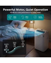 SereneLife 14,000 Btu Portable Air Conditioner with Wi-Fi, Dehumidifier and Fan, Window Exhaust Kit Included