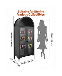 Slickblue 70" Tall Glass Door Cabinet with Adjustable Shelves for Home Storage