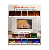 Slickblue Electric Fireplace Insert 5000 Btu Wall Mounted Heater with Adjustable Flame and Remote