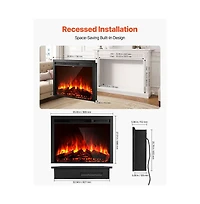 Slickblue Recessed Electric Fireplace Insert Wall Mounted Heater with Adjustable Flames