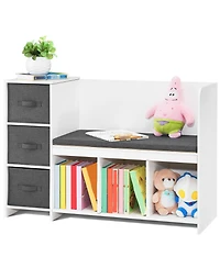 Slickblue Kids Reading Nook Bench with 6 Cubby Storage and Detachable Cushion