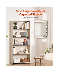 Slickblue Tall 5 Tier Wooden Bookcase with Display Shelves, Freestanding Storage Organizer for Living Room