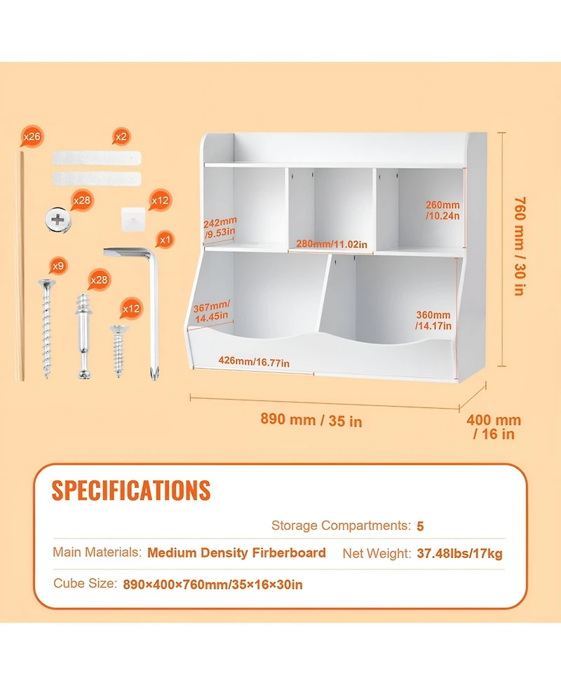 Slickblue Kids Bookcase and Toy Organizer Shelf for Playroom