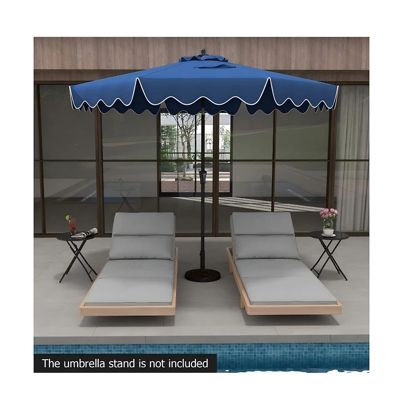 Gouun 9 feet Patio Umbrella with Push Button Tilt, Crank Handle and Ruffled Edge