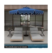 Gouun 9 feet Patio Umbrella with Push Button Tilt, Crank Handle and Ruffled Edge