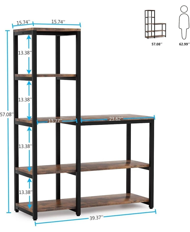 Tribesigns 5-Tier L-Shaped Corner Bookcase with Storage