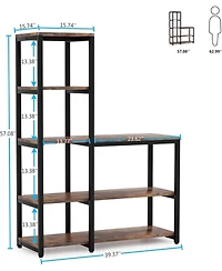 Tribesigns 5-Tier L-Shaped Corner Bookcase with Storage